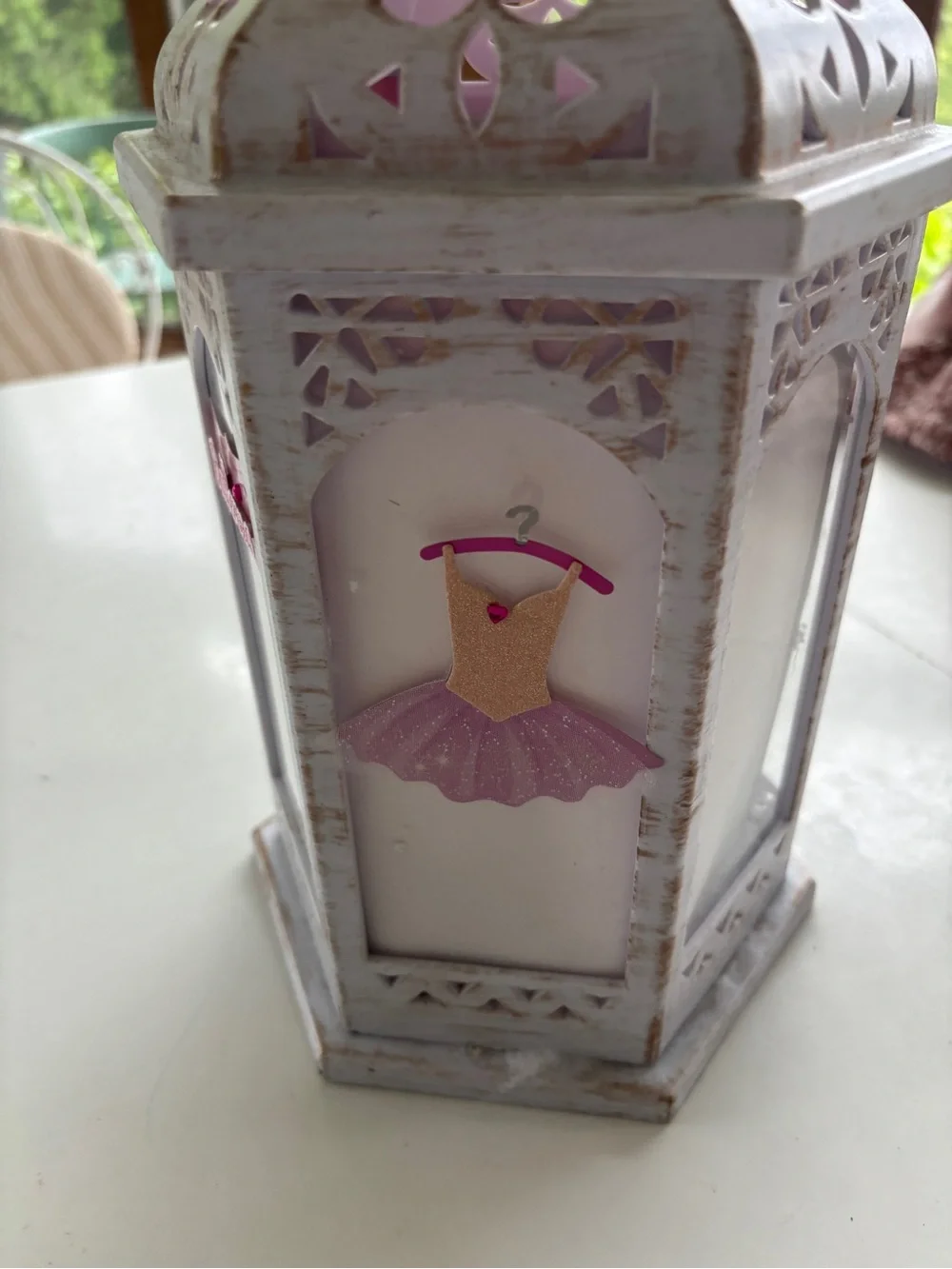 White and Pink Ballerina Decorative Lantern